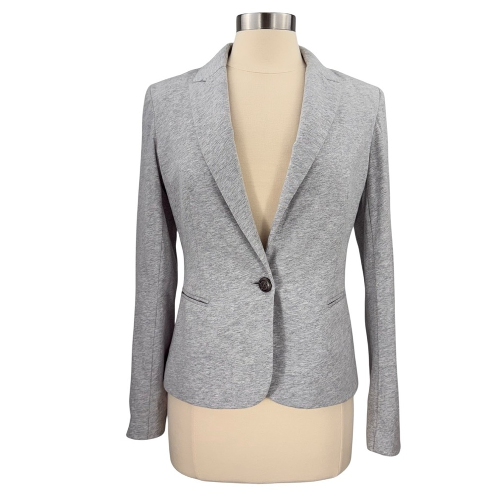 Cynthia Rowley Light Gray Lined Casual Office Long Sleeve Single Button Blazer
